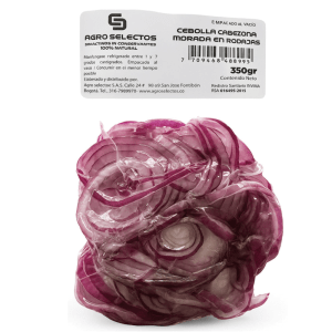 Cebolla cabezona roja en rodajas